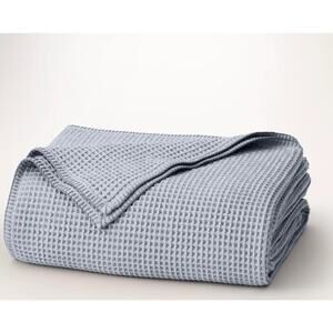 Boll & Brand Waffle Knit Two Tone Bed Blanket Full Queen Blue NEW $279